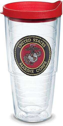 Tervis Vaso aislado de doble pared con logotipo de los Marines fabricado en Estados Unidos mantiene las bebidas frías y calientes, 24 onzas, clásico