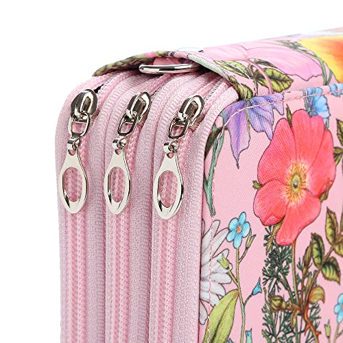 Image of 72 Slots Pencil Case Organizer w /Removal Handle Strap | 3-Layer Zipped Pencils Box Large for Colored Pencils Watercolor Pencils for Office and Travel for Artist