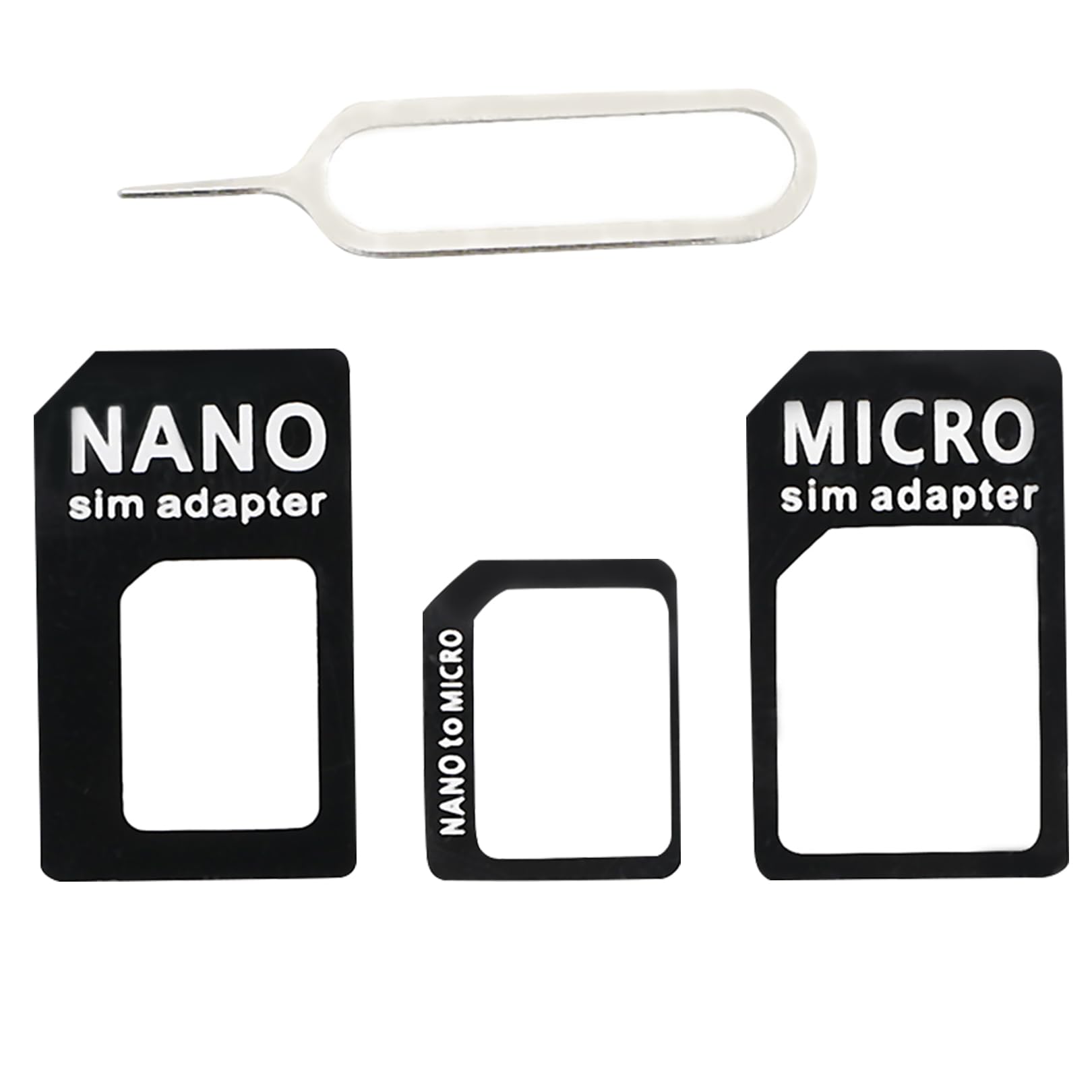 SIM Card Holder,4 in 1 SIM Card Adapter,Durable Cards Adapter and Ejector Pin Set,Generic Micro and Standard Cards Slot Tray Holder Replacement,for All Mobile Devices Smartphone(Black)