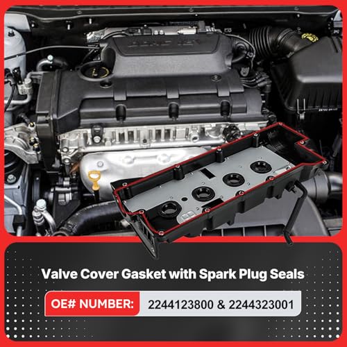 Image of 2244123800 2244323001 Valve Cover Gasket with Spark Plug Seals for Hyundai Elantra 03-12 /Tiburon 03-08 /for Tucson 05-09 for Kia Spectra 04-09 /Spectra5 05-09 /Sportage 05-10 (‎2244123800 & 2244323001)