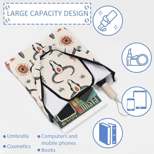 Western Cowboy Boots and Hats in Desert Canvas Tote Bag for Women, Medium Reusable Grocery Totes Washable and Eco-friendly4