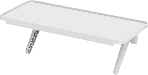 Pixio Estante superior de almacenamiento de monitor blanco de 12 pulgadas, plataforma ajustable, ajuste universal, soporta hasta 13 libras, funciona