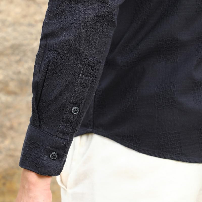 Image of CAHOOT Men's Solid Utility Shirt | Casual Wear | Spread Collar | Long Sleeve | Button Closure | Shirt Crafted with Comfort Fit for Everyday Wear
