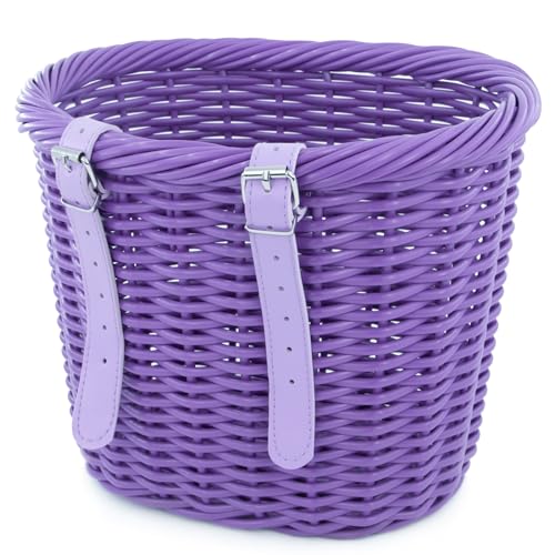 Image of ZUKKA Handlebar Bike Basket,Front Handlebar Adult Storage Basket, Waterproof with Leather Straps,Bicycle Accessory