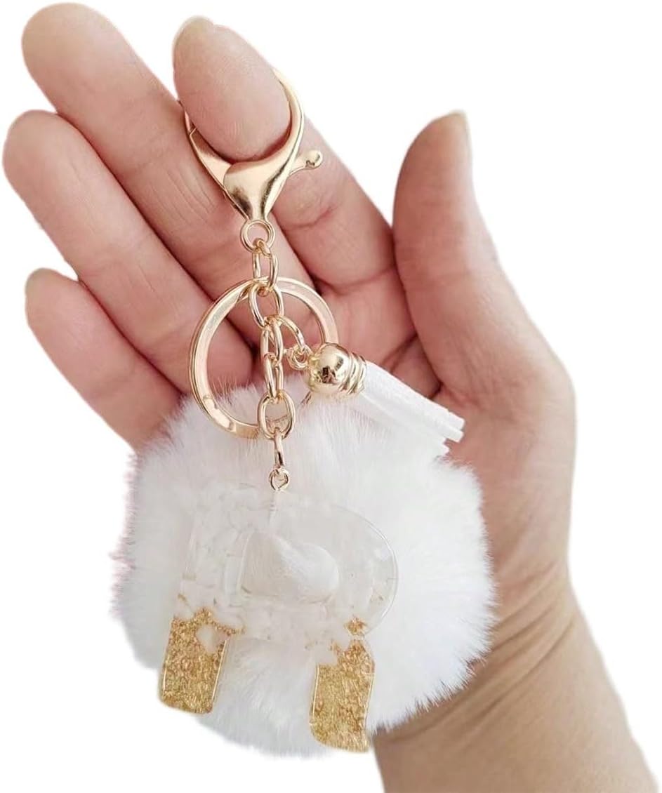 A Alphabet Initial Letter Keychain Cute Plush Key Chain Cute Sequins Resin Key Chain Ring Bag Backpack Charm Car Hanging Pendant Women Girls Gift Wallet And Handbag Accessories Keychain GS0112