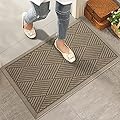 HIYARD Sturdy Front Door Mat, Absorbent Muddy Dirt Resist Welcome Door Mats Outdoor Indoor, Stain and Fade Resistant, Non-Slip Rubber Backing Low Profile Doormat for Entryway, 30×17, Beige
