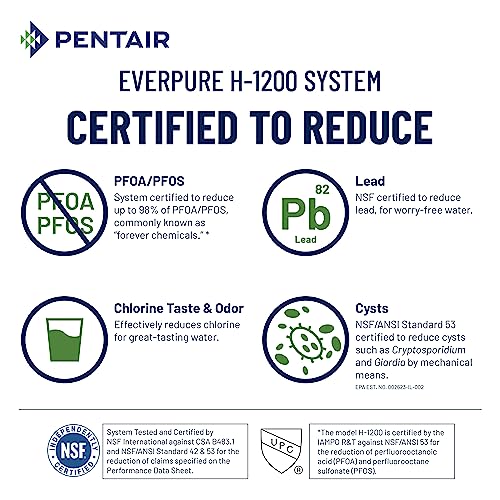 Pentair Everpure H-1200 Quick-Change Filter Cartridge Set, EV928201, NSF Certified to Reduce Lead, Replacement Pack for Everpure H-1200 Drinking Water System, 1,000 Gallon Capacity, 0.5 Micron