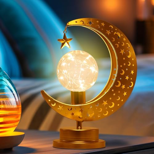 DECORKEY Moon Lamp,Moroccan Decorations Indoor and Outdoor,Moon Star Lamp with