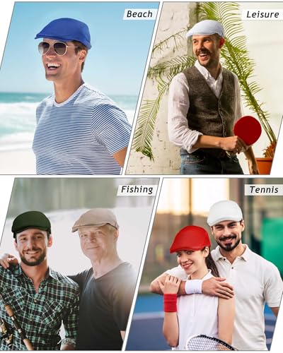 Image of Chuarry 8 Pack Newsboy Cap for Men Mesh Flat Cap Gatsby Golf Cabbie Hunting Driving Summer Hat for Men