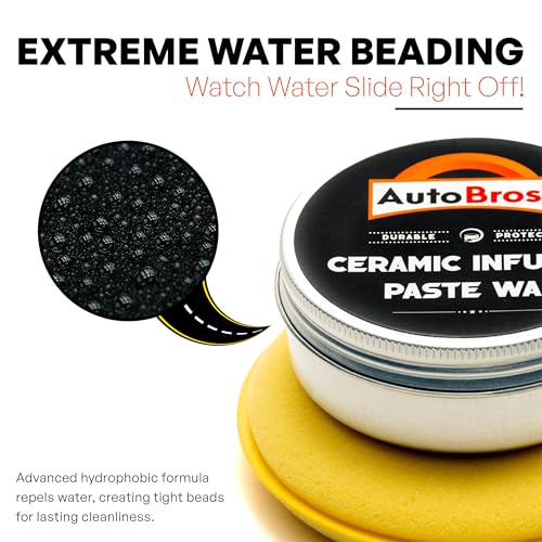 Image of AutoBros Ceramic Infused Car Paste Wax (100g) - Restores Gloss & Shine | Advanced Carnauba & SiO₂ Protection | Removes Haze & Swirls | Long-Lasting Water & UV Resistant | Safe on Paint | Easy to Apply