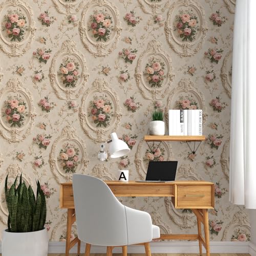 Image of PAPER PLANE DESIGN Vintage Floral Peel & Stick Wallpaper Roll | Decorative Self-Adhesive Wall Covering | 16 in x 90 in (A)