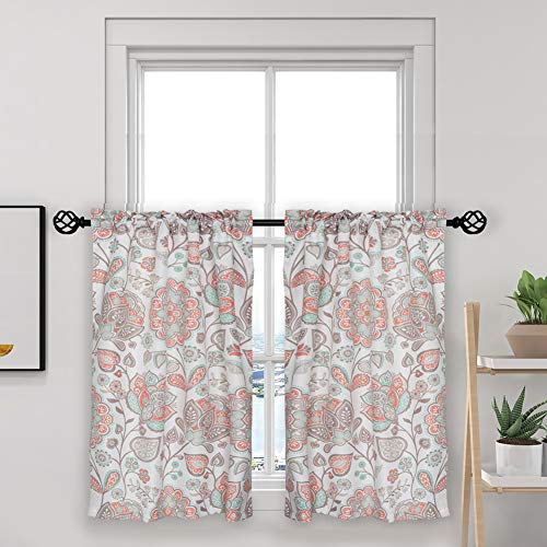 oremila Kitchen Curtain Valance Multi-Color Floral Window Valance for Kitchen and Bathroom, Rod Pocket, 54