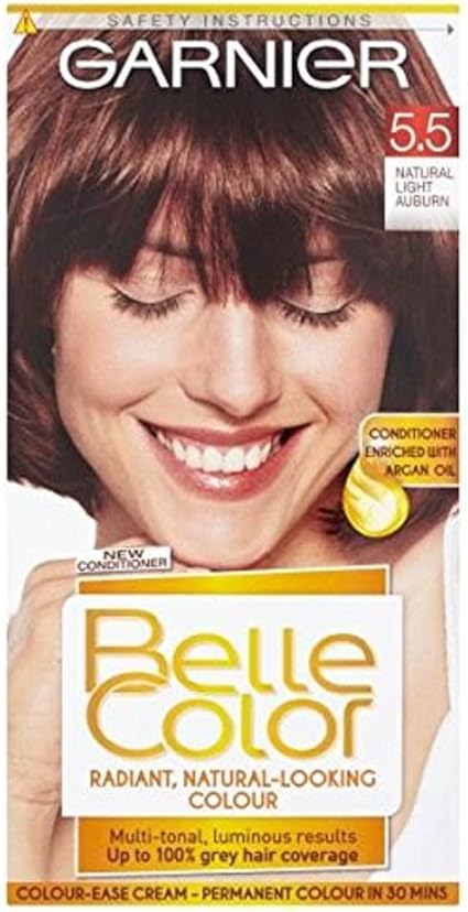 Garnier Belle Color 5.5 Natural Light Auburn Permanent Hair Dye, Multi ...