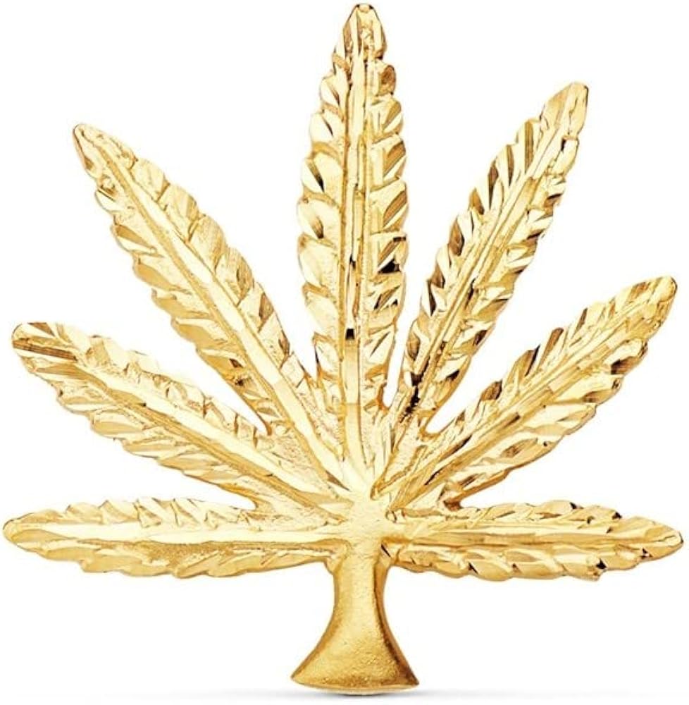 Inmaculada Romero IR Colgante Oro 18k Flor Marihuana 30 mm. Detalles tallados