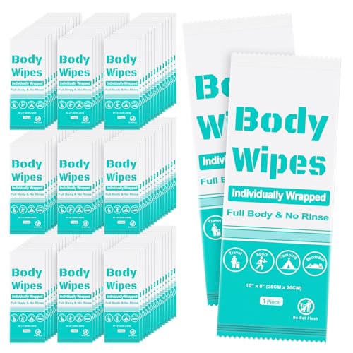 100Pcs Disposable Body Wipes, 7.8 x 9.8 inch Bath Wipe in Bulk (Light Blue)