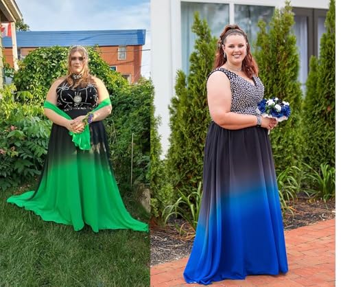 Women's Top Gradient Evening Prom A Line Gowns4