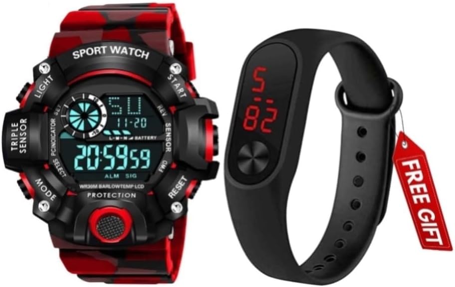 OCTANT Digital Watch with M2 Shockproof Multi-Functional Automatic Army Strap Waterproof Digital Sports Watch for Men's Kids Watch for Boys. (Pack of 2) (1.Parent)