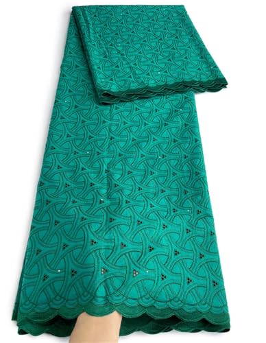 Vsadsau African Sheer Voile Fabric Polished Cotton Lace Fabric For Sewing Men And Women Traditional Wear Teal GN8 5yard