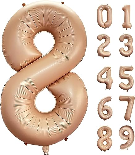 Image of Atpata Funky #8 Elegant Caramel Colour JUMBO 40 INCH Number Balloons Set | 0 to 9 Digit Shapes | Decorative Balloons for Milestones & Celebrations