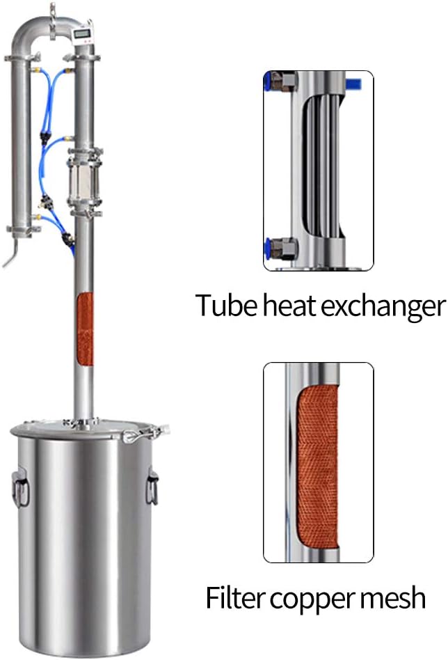 YUEWO Still Tube Tower Distillation Tower Vodka White Wine Brewing Equipment Brandy Stainless Steel Still (60,No Sight Glass)