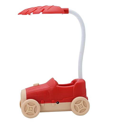 Flenzy Plastic Classic Car Table Desk Lamp with Pen Holder, Red, Pack of 1