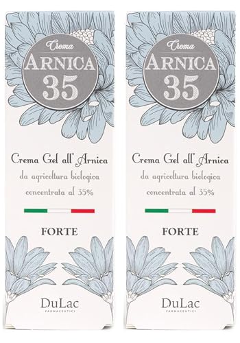 Arnica 35, Crema Gel Estratti BIO 35%, Arnica per Cavalli Uso Umano, 2x50 ml, Crema Corpo Rinfrescante con Menta Piperita ed Eucalipto, Massaggio Pelle di Muscoli e Articolazioni, Made in Italy