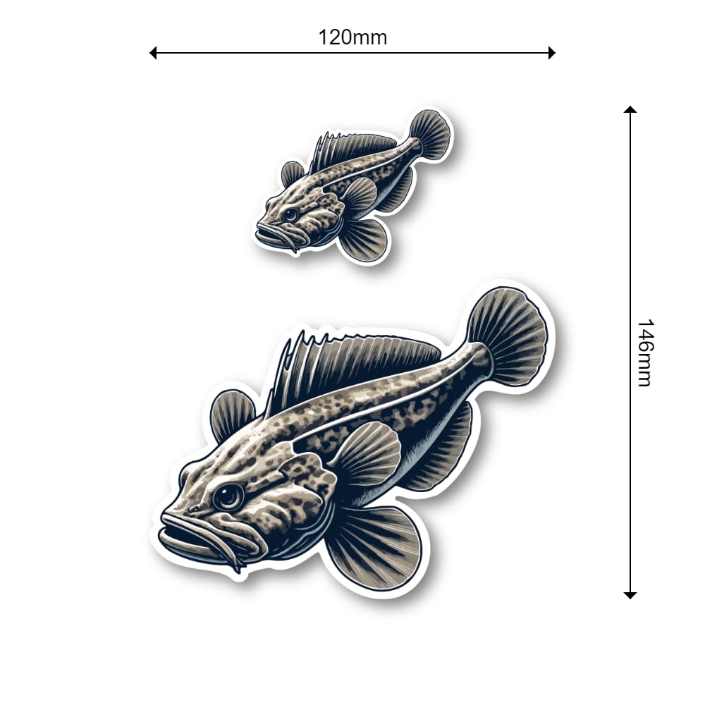 Amazon.co.jp: リアルな魚イラストステッカー 120mm 60mm 2枚組 スマホ