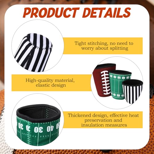 Image of LemonRoad 3 Pack Football Party Favors Reusable Football Beer Can Cooler Sleeves for Iced Coffee Cup Neoprene Coffee Sleeve Insulated Neoprene Cup Holder for Cold Beverages Iced Hot Drinks