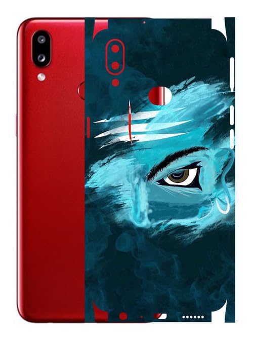 Image of AtOdds - Samsung Galaxy A10S Back Skin Sticker for Mobile - Lamination - Rear Screen Guard Protector Film Wrap (Coverage - Back+Camera+Sides) (Design - Mahadev)