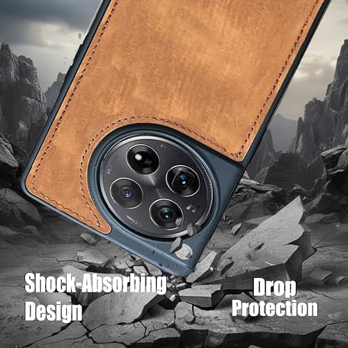 Image of Leather Case for OnePlus 12R Premium Protective Stylish Slim Cover with Shockproof Raised Edges Brown
