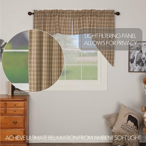 VHC-Brands-Farmhouse-Kitchen-Window-Curtains-Sawyer-Mill-Tan-Swag-Pair-One-Size-Charcoal-Black VHC Brands Farmhouse Kitchen Window Curtains Sawyer Mill Tan Swag Pair One Size Charcoal Black