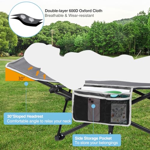 Image of REDCAMP 2 Person Oversize Camping Cots for Adults, 56'' Extra Wide Sleeping Cots Heavy Duty, XXXL Cots Portable for Outdoor Indoor Office, Grey