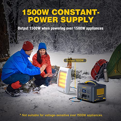 Vtoman Jump 1500X Portable Power Station 1500W (3000W Peak), 828Wh Lifepo4 (Lfp) Battery Powered Generator With Expandable Capacity, 3X Pure Sine Wave 1500W Ac Outlets, 2Xpd 100W, 3X Regulated 12V Dc #TOP6