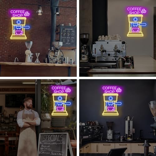 Image of Coffee Shop Neon Sign Coffee Maker LED Light Neon Sign for House Neon Light Restaurant Logo Sign Cafe Bar LED Sign For bar Business Club Party Home Bar Decoration 21 inch x 14 inch