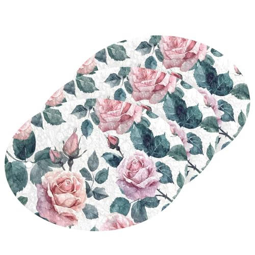 Image of CEBUGI Non-Scratch Scrub Sponges 3 Pack Kitchen Sponges for Washing Dishes,Cleaning Supplies for Kitchen Bathroom Household(Pink Blooming Roses)
