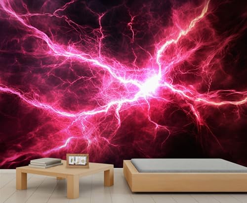 HYGIUID Lightning Mural Lightning Wallpaper Sci-Fi Cool Wall Mural Commercial Hotel Poster Custom Wallpaper Massive Panoramic Wall Poster (Non-self-Adhesive)