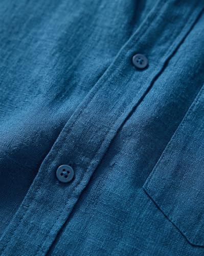 Image of Nobero Breezy Premium Linen Cotton Shirt for Men | Stylish Casual Shirts for Men | Semi Cut Collar | Box Pleat | Curved Hem | Regular Fit | Full Sleeve | S-XXXL