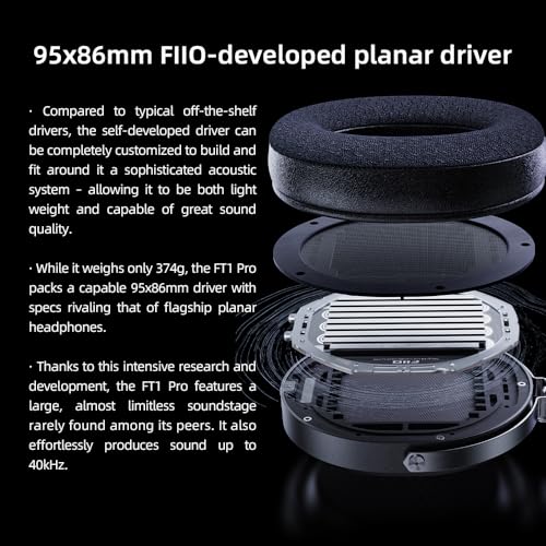 Image of FiiO FT1 Pro Open-Back Planar Magnetic Wired Hi-Fi Headphones for Home, Studio, Recording, High Sensitivity (Black)