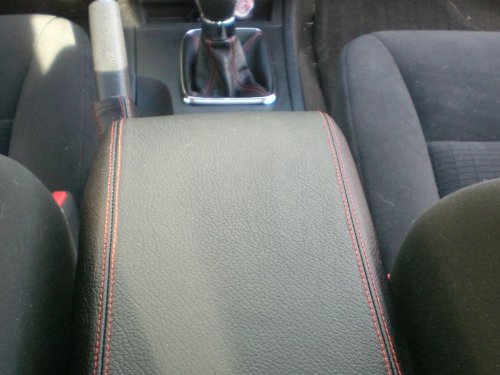 RedlineGoods armrest Cover Compatible with Ford Fusion 2006-12. Tailor Made - not Universal. Genuine top-Grade Italian Black Leather with Blue Thread