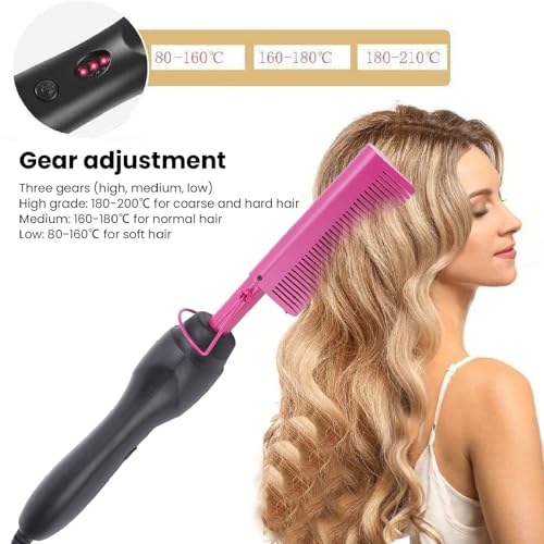 Plancha para el cabello y peine 2 en 1 LICAEVEY, calentamiento rápido, uso en cabello mojado y seco, con peine incorporado, temperatura ajustable, reduce el tiempo de peinado para uso en casa y viaje (enchufe EE.UU., 100 a 240 V) miniatura 2