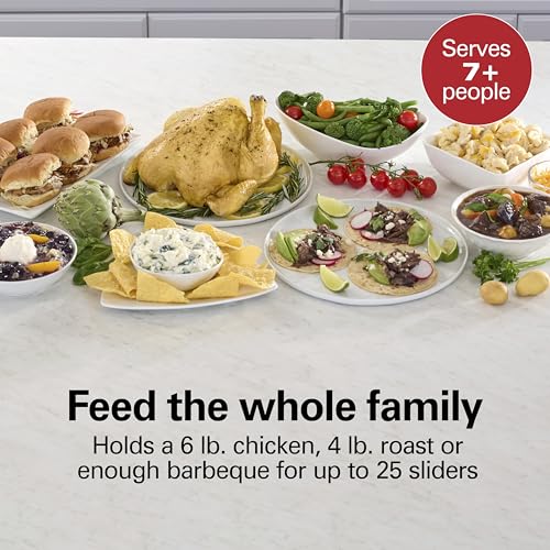 Image of Hamilton Beach 6 Quart Double Dish Slow Cooker, Cooks 2 Meals At Once | Dual 2.5 Quart Nonstick Insert | 3 Heat Settings | Serves 7+ | Dishwasher Safe Stoneware Crock & Glass Lid | Black | 33569