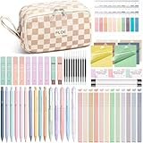 62PCS Aesthetic School Supplies, Cute Back to School Supplies College Essentials Preppy Stationary Set with Large Pencil Pouch Case, Pastel Highlighters Gel Pens Mechanical Pencils for Student Girls