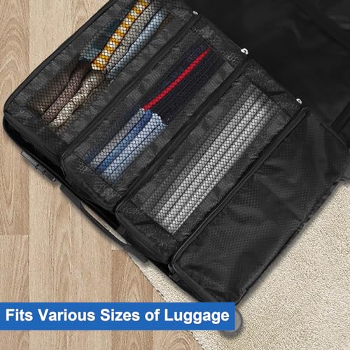 Olosar Suitcase Organizer, Travel Luggage Organizer Portable Hanging Travel Shelves Collapsible Hanging Packing Cubes for Carry on Suitcase, Black-M, M, Modern - Image 3