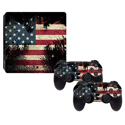 PS4 Slim Whole Body Vinyl Skin Sticker Decal Cover for Playstation 4 Slim System Console and Controllers - The Flag of the United States