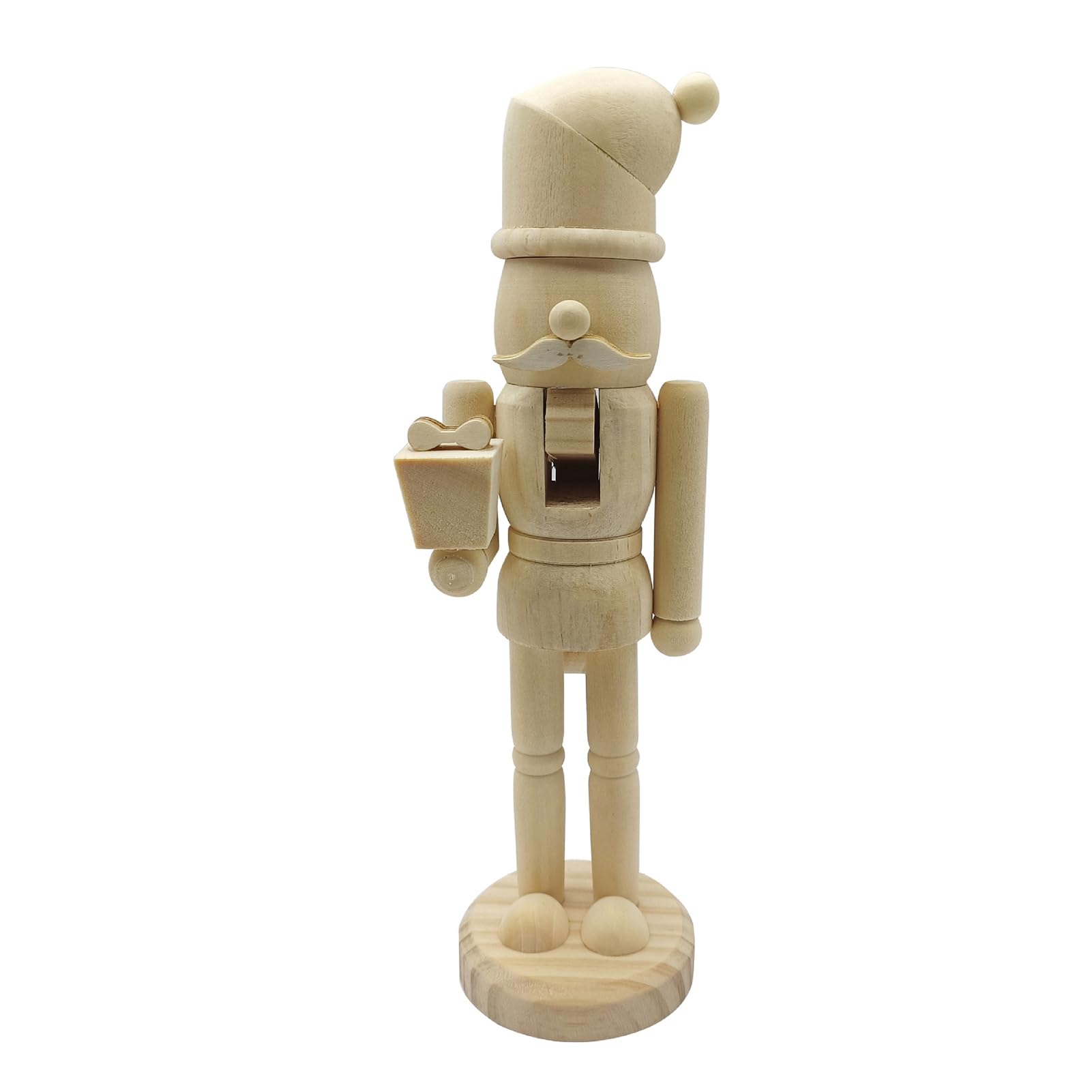 Glifora Unpainted Xmas Nutcracker Figure - DIY Blank Nutcracker Soldier Figurine, Unfinished Wooden Nutcracker Figure for Christmas Decoration Craft Project