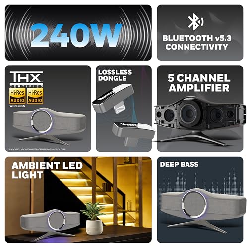 Image of Honeywell Aviator Hi-Fi Speaker, 240W, 1MBPS+ Audio codec, TypeC & Lightning Dongle, Ambient Light, Deep Bass, Bluetooth V5.3-30m, 5 Amplification Channel, 3 Independent Sound Cavities