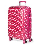 ITACA - Maleta de Viaje Rígida 4 Ruedas Trolley Mediana de la Serie Estrellas. Dura y Jigera. Candado de Combinación. 702460, Color Fucsia