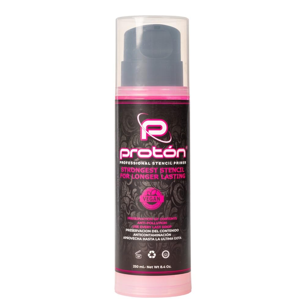 Proton Professional Stencil Primer Rosa AIRLESS SYSTEM - 250ml / 8.5 Oz. Gel transferencia tatuajes maxima adherencia. Stencil Tattoo