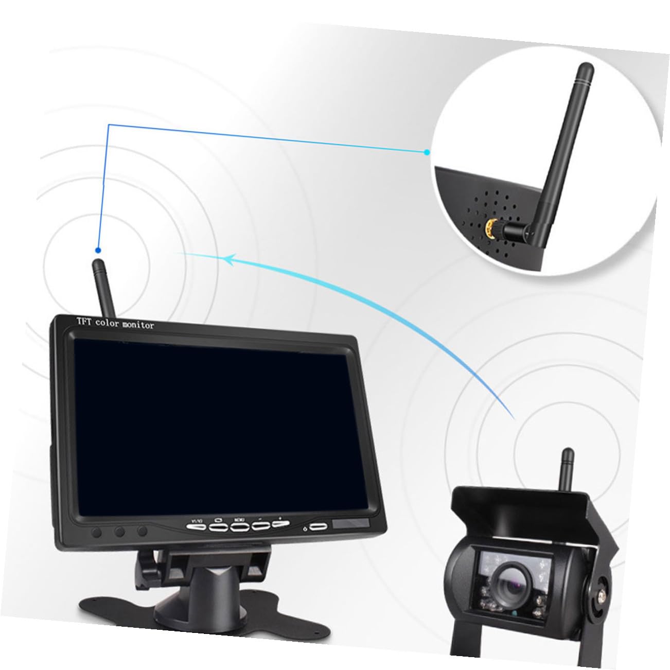 Monitor Tft a Color de 7 Pulgadas para Camión, Negro