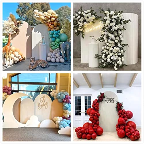 Image of Arch Fabric Backdrop Covers Wedding Ripples White Color Arched 4X7ft Panel Cover Stretchy Decor Banner for Birthday Banquet Parties Bridal Shower